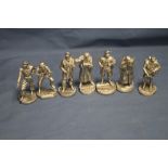 SEVEN PEWTER FIGURES OF GERMAN SOLDIERS AND SAILORS TO INCLUDDE A YEW BOAT CAPTAIN A GRENADIER,