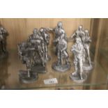 A COLLECTION OF 8 PEWTER FIGURES OF WORLD WAR II ALLIED SOLDIERS TO INCLUDE A RADIO OPERATOR, A US