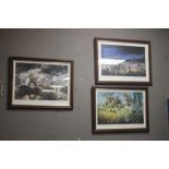 THREE FRAMED AND GLAZED DAVID ROWLANDS PRINTS