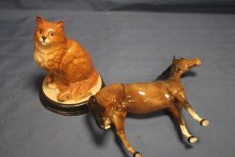 A BESWICK PERSIAN CAT TOGETHER WITH A BESWICK HORSE A/F