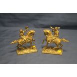A PAIR OF BRASS FIGURES IN THE ANTIQUE STYLE, OF A FALCONER AND HUNTSMAN (2)