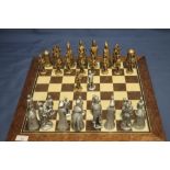 AN UNBOXED METAL ITALIAN CHESS SET