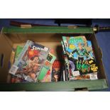 A BOX OF COMICS TO INCLUDE 34 DC GREEN LANTERN, 21 STAR LORD, HULK, SUPERMAN, WOLVERINE ETC