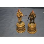 TWO ROYAL HAMPSHIRE PAINTED PEWTER FIGURES COMMEMORATING ARNHEM 1944 AND FALKLANDS 1982