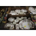 TWO TRAYS OF WEDGWOOD HATHAWAY ROSE DINNERWARE (TRAYS NOT INCLUDED)
