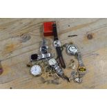 A SELECTION OF WRIST AND POCKET WATCHES, CUFFLINKS ETC