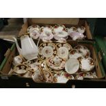 TWO TRAYS OF ROYAL ALBERT CHINA TO INCLUDE LADY HAMILTON, OLD COUNTRY ROSES ETC.