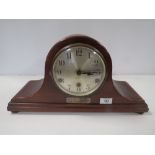 A MAHOGANY NAPOLEON HAT MANTLE CLOCK