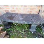 AN ORIENTAL STYLE CURVED CONCRETE BENCH L-119 CM