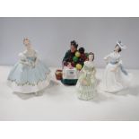 A COLLECTION OF SECONDS AND REJECT QUALITY ROYAL DOULTON FIGURINES ETC(4)