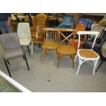 A MIXED SET OF SIX DINING CHAIRS TO INCLUDE TWO BENTWOOD EXAMPLES AND A LEATHER