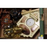 A TRAY OF COLLECTABLES TO INCLUDE CUCKOO CLOCKS