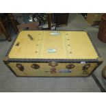 A LARGE VINTAGE STUDDED PACKING TRUNK