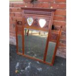 AN EDWARDIAN MAHOGANY OVERMANTEL MIRROR