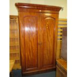 A VICTORIAN MAHOGANY DOUBLE WARDROBE W-130 CM