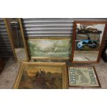 A SOUTHERN COMFORT ADVERTISING MIRROR TOGETHER WITH A QUANTITY OF PRINTS