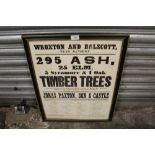 A FRAMED ANTIQUE ADVERTISING POSTER FOR A SALE OF TIMER DATED 1875