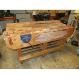 A CARPENTERS WOODEN WORK BENCH - W 153 C, D 72 CM