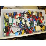 A LARGE QUANTITY OF DIE CAST TOY CARS AND OTHER VEHICLES TO INCLUDE MATCHBOX