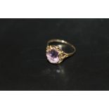 A 9CT GOLD AMETHYST DRESS RING, APPROX 1.7 G, APPROX SIZE O-P