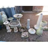 A COLLECTION OF GARDEN STATUTORY TO INC A BIRDBATH ETC (QTY)