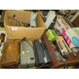 A QUANTITY OF VINTAGE AND MODERN ELECTRICALS ETC. TO INCLUDE PROJECTORS, DIGITAL CAMERAS, INDUSTRIAL