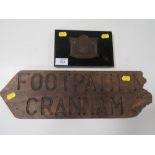 A VINTAGE 1940S '440YDS 'COMPETITION / TROPHY PLAQUE LAID ON WOOD TOGETHER WITH A DAMAGED VINTAGE