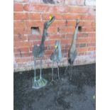 THREE DECORATIVE METAL GARDEN BIRDS