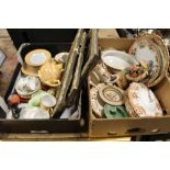 TWO TRAYS OF ASSORTED CHINA AND CERAMICS TO INCLUDE W ADAMS AND SONS DINNERWARE, ROYAL ALBERT CUP