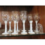 NINE FRANKLIN MINT 'ROMEO & JULIET COLLECTION' CERAMIC AND GLASS WINE GLASSES TOGETHER WITH A