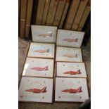 A COLLECTION OF EIGHT 1990S & 2000S FRAMED AND GLAZED LIMITED EDITION RAF RED ARROWS PRINTS WITH