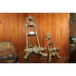 TWO VINTAGE BRASS DESKTOP PICTURE EASELS