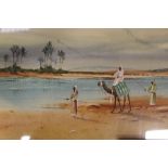 A PAIR OF FRAMED AND GLAZED MIDDLE EASTERN WATERCOLOURS SIGNED H.S.LYNTON LOWER LEFT - h 25 CM W