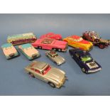 A TRAY OF TV / FILM RELATED DIE CAST CARS TO INCLUDE CHITTY CHITTY BANG BANG, MAN FROM UNCLE, 2 X