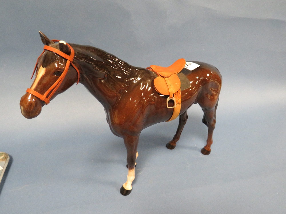 A LARGE BESWICK BROWN RACEHORSE A/F