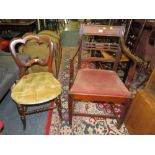 AN ANTIQUE MAHOGANY DINING CHAIR & A BEDROOM CHAIR (2)