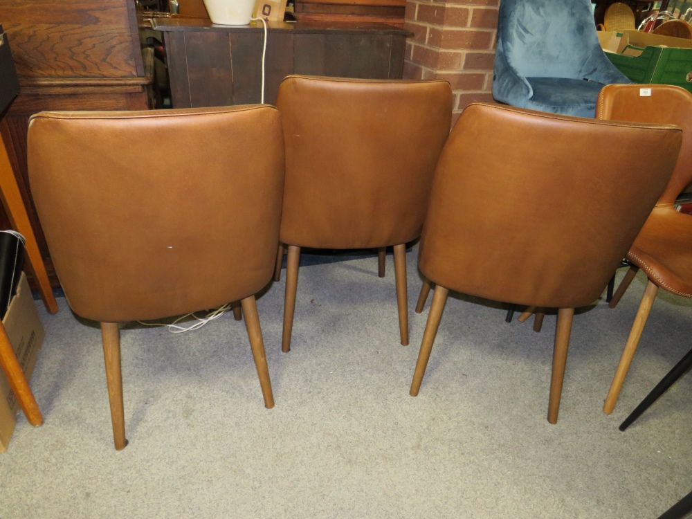 THREE MODERN BROWN LEATHER STYLE CHAIRS - Image 2 of 2