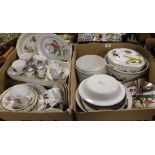 TWO TRAYS OF ROYAL WORCESTER EVESHAM CERAMICS TO INC FLAN DISHES, PLATTER, BOWLS, LIDDED TUREEN