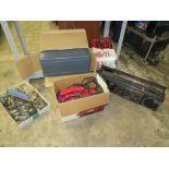 A SELECTION OF RADIO VALVES, FIRST ALERT SAFE, DUST DEVIL VACUUM WITH TOOLS, SAISHO DOUBLE