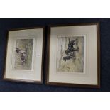 TWO FRAMED & GLAZED SIGNED LIMITED EDITION GUN DOG PRINTS 36 X 27.5 CM