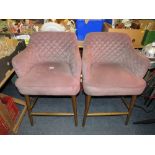 A PAIR OF MODERN UPHOLSTERED KITCHEN STOOLS (2)