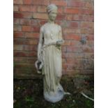 A CONCRETE GARDEN FIGURINE OF HEBE - H 104 CM