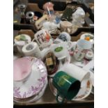 THREE TRAYS OF ASSORTED CERAMICS AND COLLECTABLES ETC TO INC LAND ROVER THEMED ITEMS & A QUANTITY OF