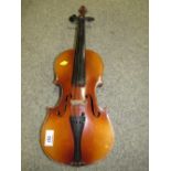 A VINTAGE VIOLIN WITH TWO PIECE BACK AND AUBERT BRIDGE