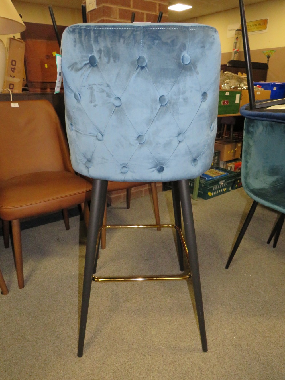 A MODERN UPHOLSTERED KITCHEN STOOL - Image 2 of 2
