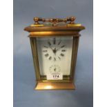 A 20TH CENTURY BRASS CASED DUTCH REPEATER CARRIAGE CLOCK