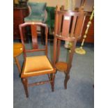 A MAHOGANY JARDINAIRE AND A BEDROOM CHAIR (2)