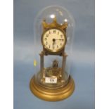 A DOMED BRASS MANTEL CLOCK - A/F