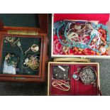 THREE JEWELLERY BOXES AND CONTENTS