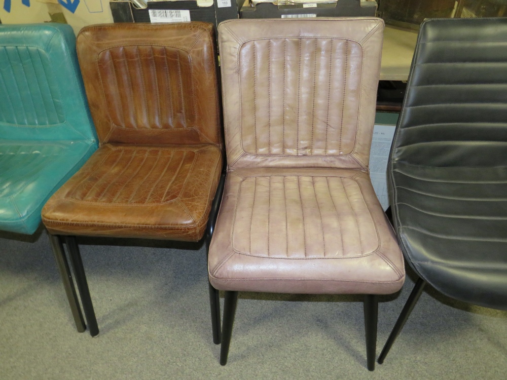 A MIXED SET OF SIX LEATHER STYLE DINING CHAIRS - Image 3 of 4